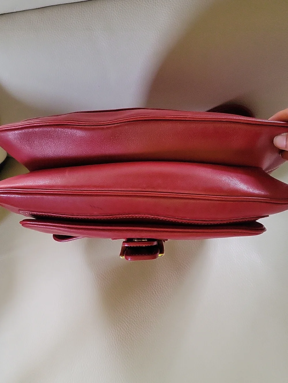 VINTAGE COACH 2003 Red Leather Saddle Bag with Gold Hardware (Style 9340)
